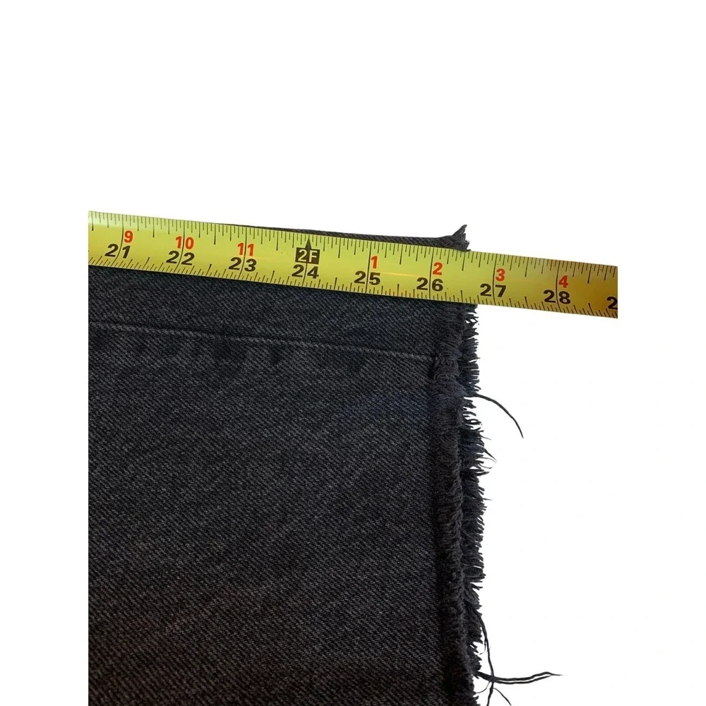 PacSun High Rise Straight Leg Jeans Womens 28 Black Frayed Hem Button Fly Denim‎
